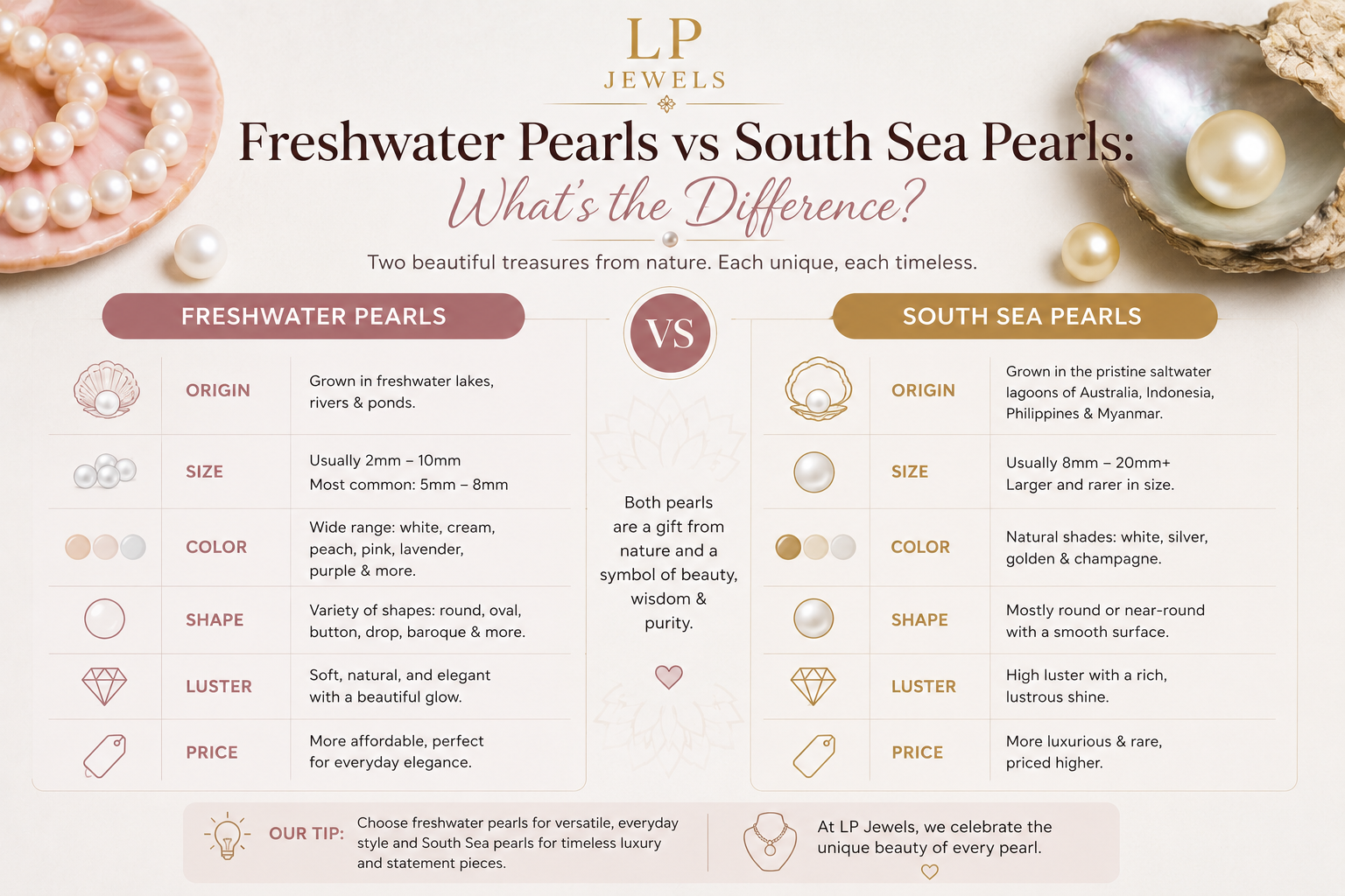 Freshwater Pearls vs South Sea Pearls: What's the Difference?