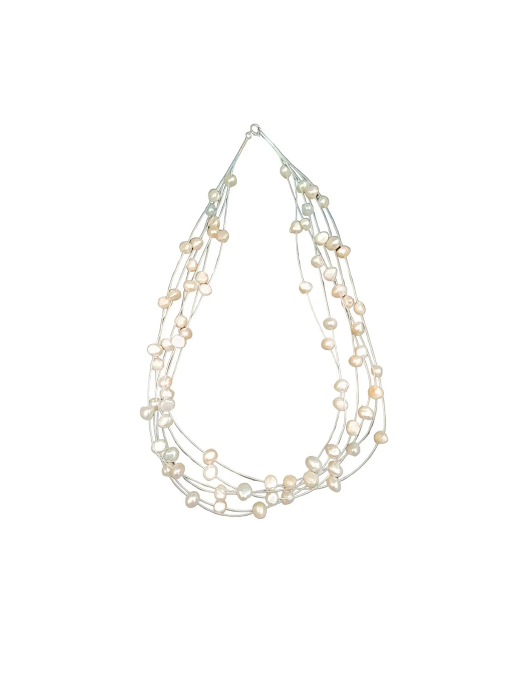 Elegant Multi-Strand Wire Pearl Necklace