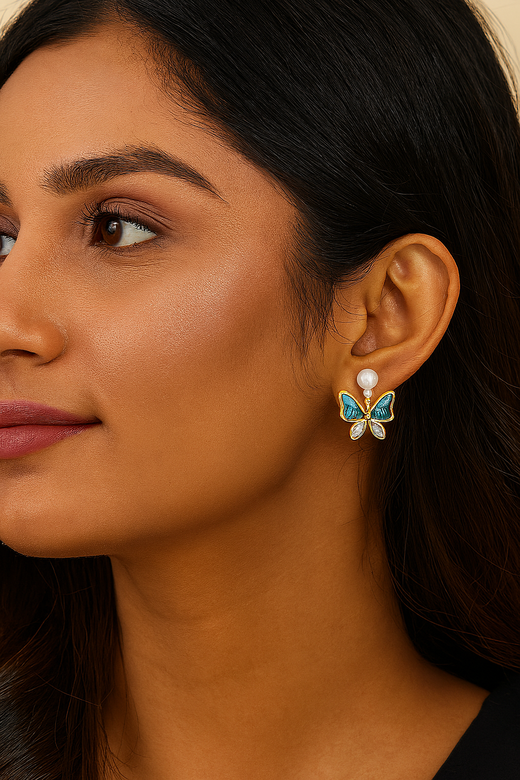 LP Jewels Gold-Plated Butterfly Earrings