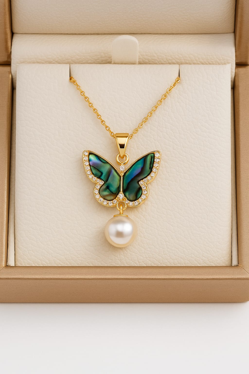 Butterfly Pearl Pendant & Earrings Set – Natural Freshwater Pearls
