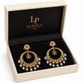 Multicolor Kundan Pearl Chandbali Earrings