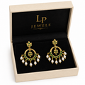 Green Kundan Pearl Chandbali Earrings