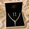 Freshwater Peach Pearl Necklace Set with CZ Floral Pendant | LP JEWELS
