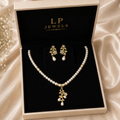 Natural Freshwater Button Pearl Necklace Set with Earrings | LP JEWELS