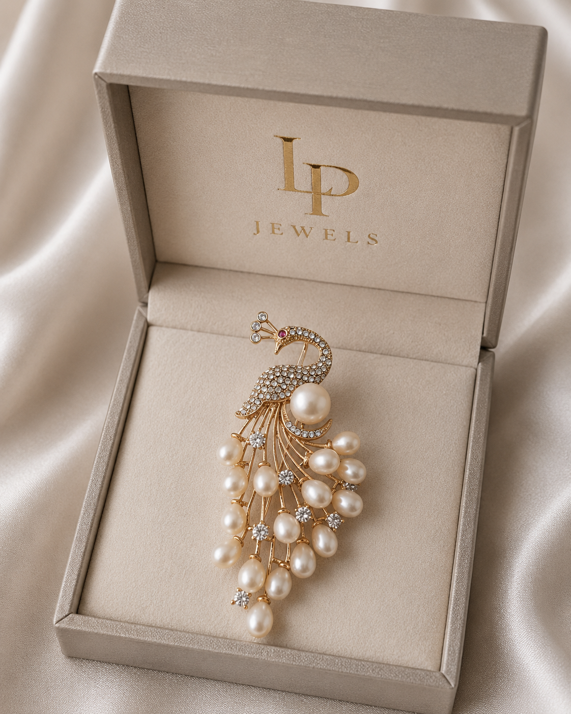 2-in-1 Peacock Pearl Pendant & Brooch | Rose Gold Jewelry | LP Jewels