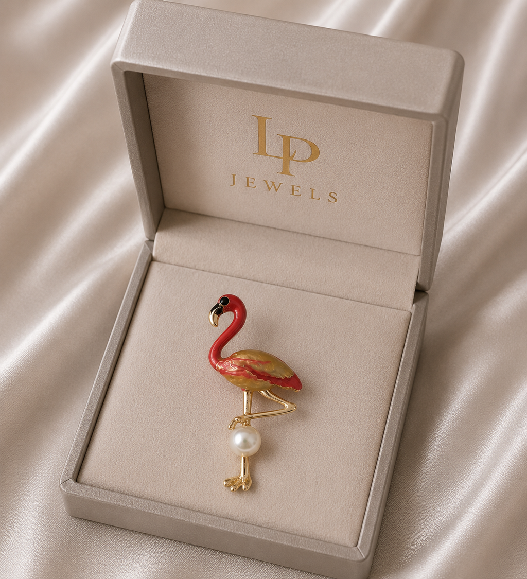 Flamingo Brooch & Pendant Necklace | 2-in-1 Pearl Jewelry | LP Jewels