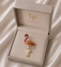 Flamingo Brooch & Pendant Necklace | 2-in-1 Pearl Jewelry | LP Jewels