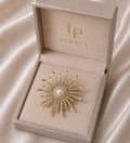 Sunburst Pearl Brooch & Pendant Necklace | 2-in-1 Crystal Jewelry | LP Jewels
