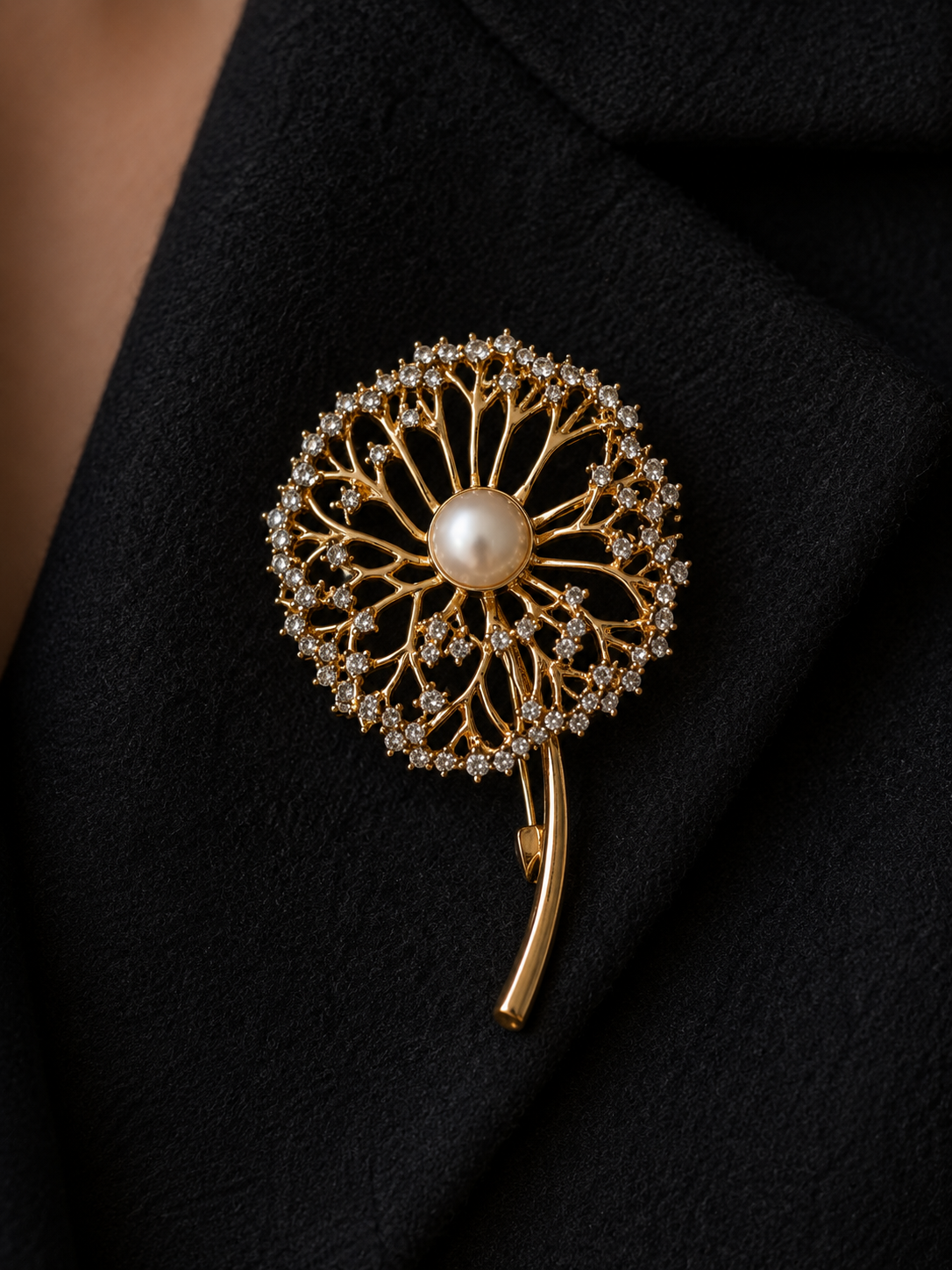 LP Jewels 2-in-1 Floral Pearl Brooch Pendant | Gold-Tone Crystal Flower Brooch Necklace