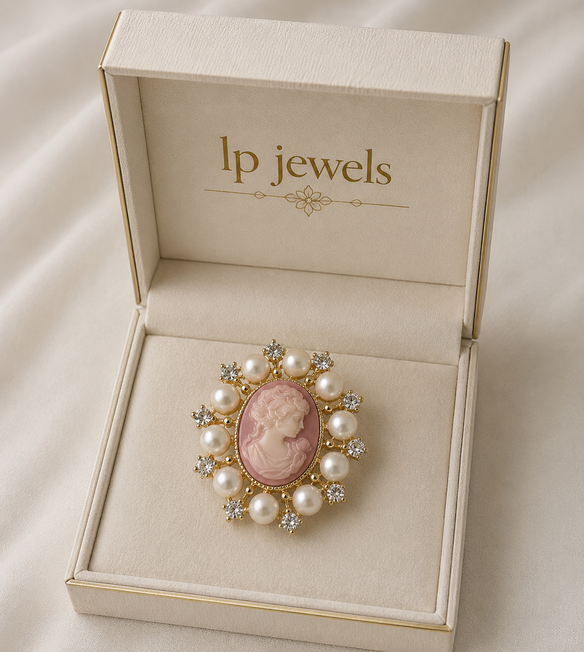 LP Jewels 2-in-1 Vintage Cameo Pearl Brooch Pendant – Gold-Tone Convertible Jewelry
