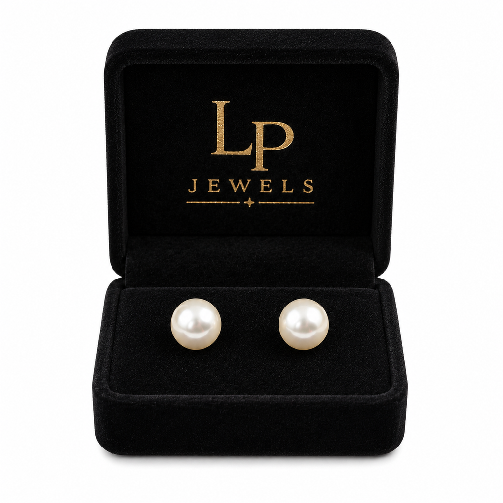 LP JEWELS South Sea Pearl Stud Earrings for Women | Elegant 5.5 mm Pearl Earrings