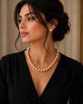 LP Jewels Peach Freshwater Pearl Necklace & Stud Earrings Set