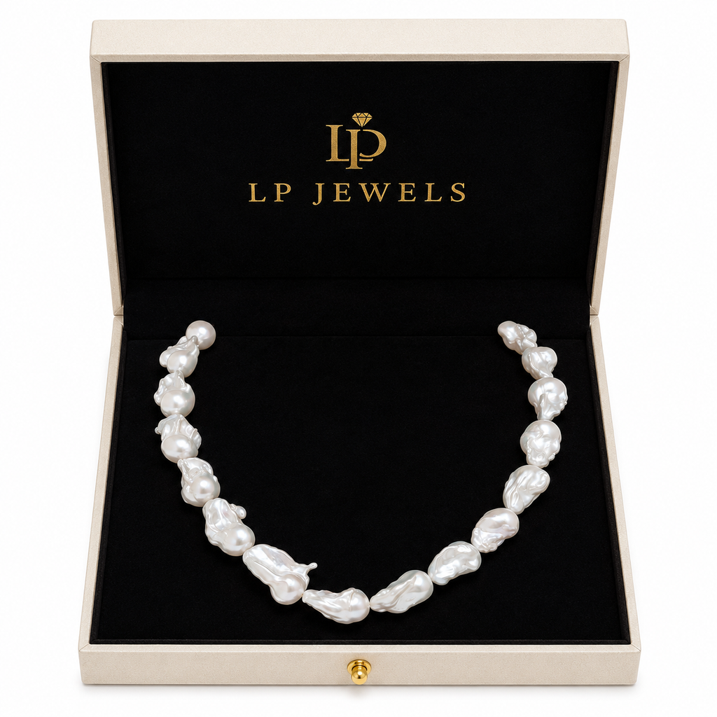 LP Jewels Natural White Baroque Freshwater Pearl Necklace | Statement Pearl Jewelry for Women