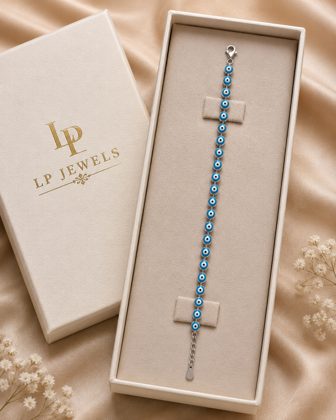 925 Sterling Silver Multi Evil Eye Bracelet for Women | Adjustable Blue Nazar Bracelet | LP Jewels