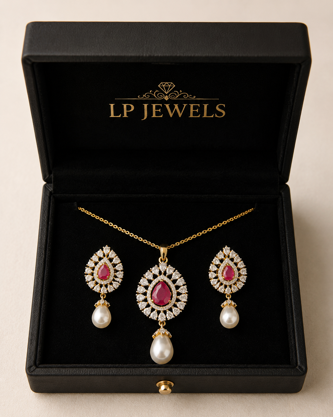 Pearl & Ruby Pendant Set Combo – B1G1 Free - LP Jewels