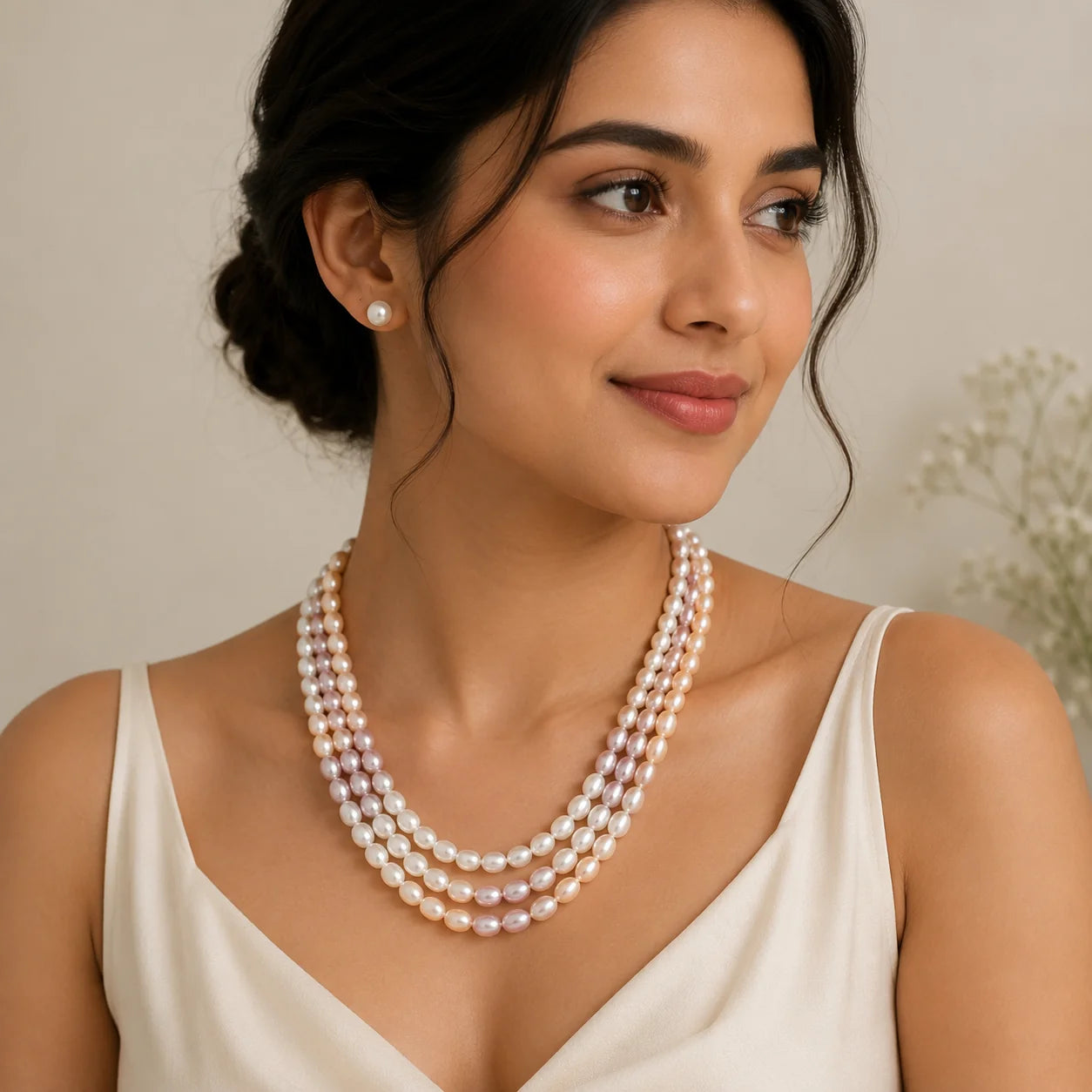 Three Layer Freshwater Pearl Necklace Set | LP JEWELS