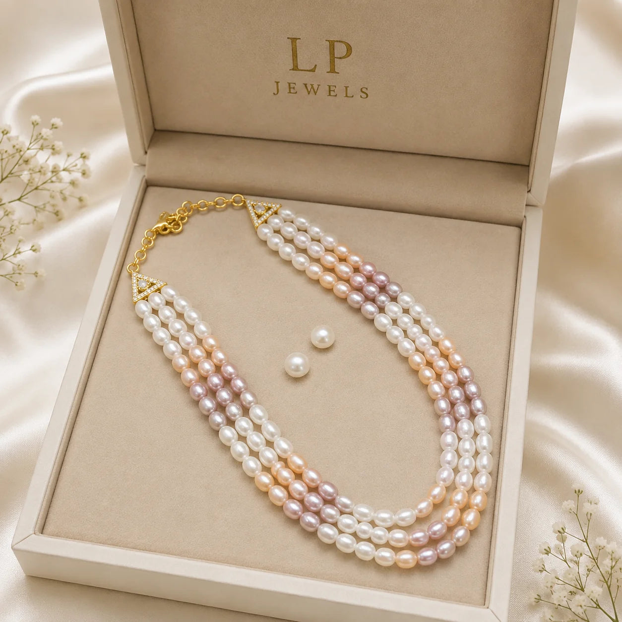 Three Layer Freshwater Pearl Necklace Set | LP JEWELS