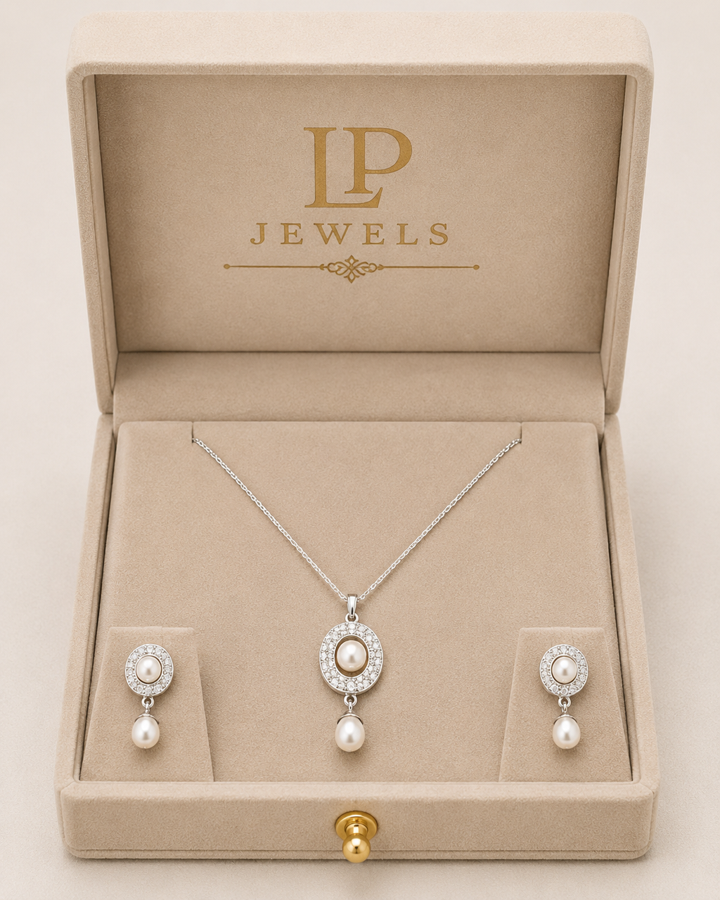 Pearl Oval & Emerald Drop Pendant Set with Earrings | B1G1 Free