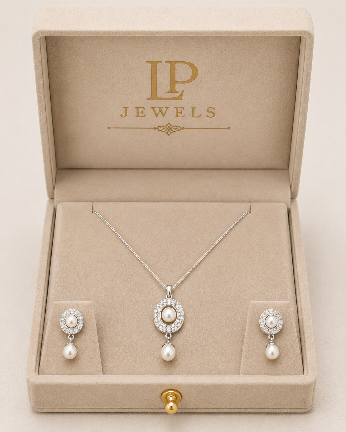 Pearl Oval & Emerald Drop Pendant Set with Earrings | B1G1 Free