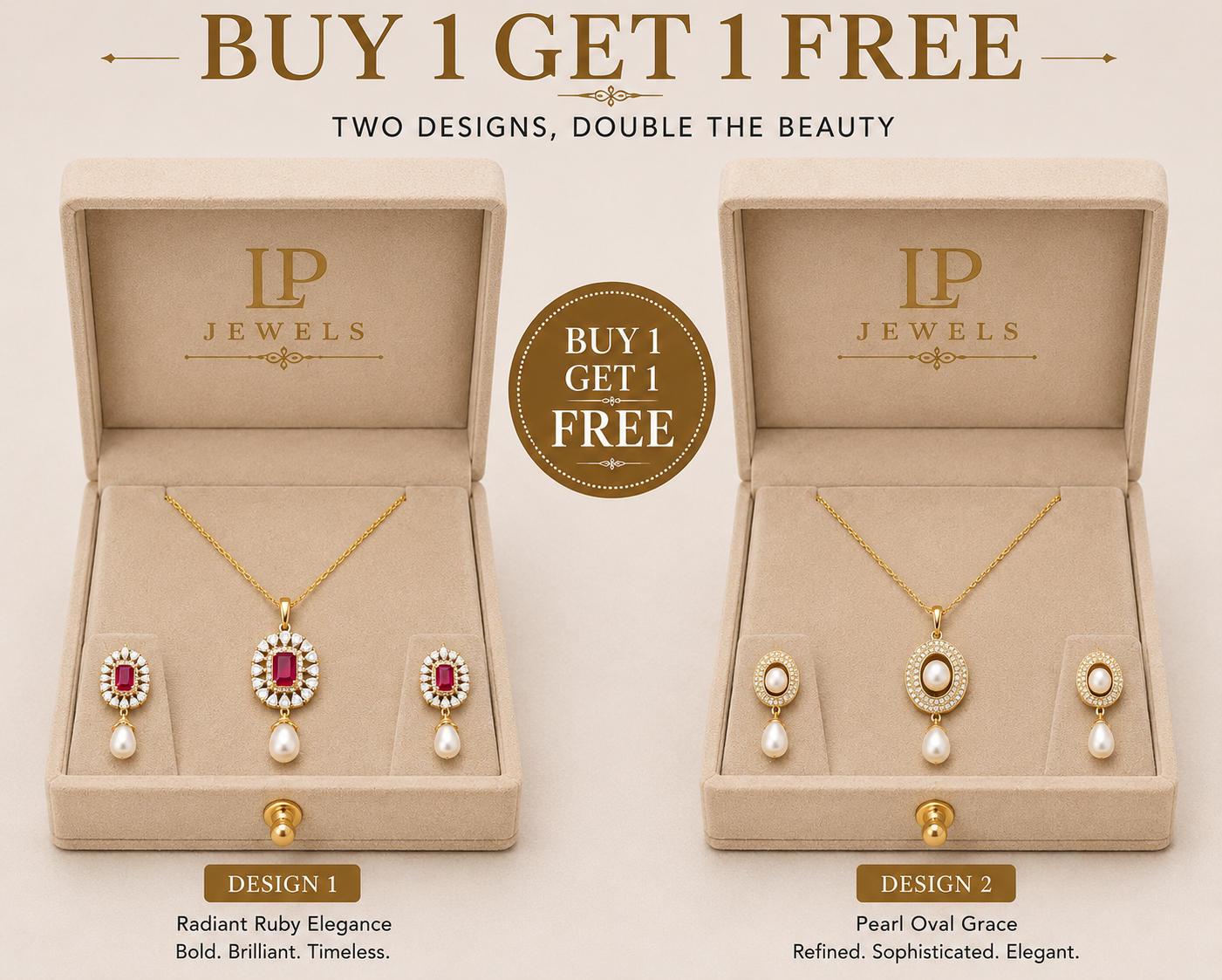 Pearl & Ruby Pendant Set Combo | B1G1 Free