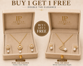 Pearl Oval & Fan Design Pendant Set with Earrings | B1G1 Free
