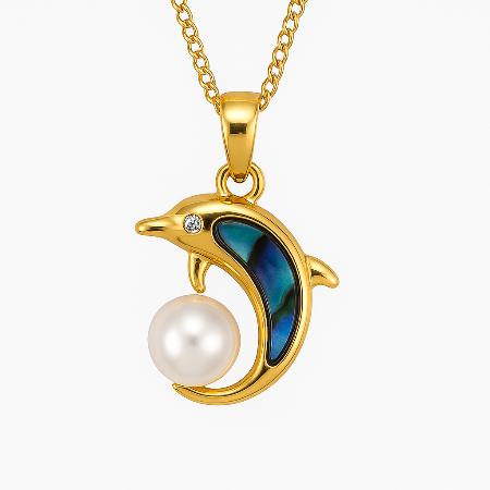 LP Jewels Elegant Dolphin Design Pendant with Pearl - LP Jewels