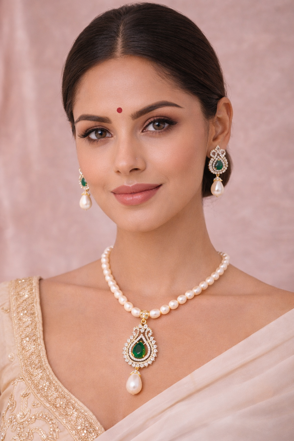 LP JEWELS: Premium Oval Freshwater Pearl Necklace & Earrings Set (5–6mm)