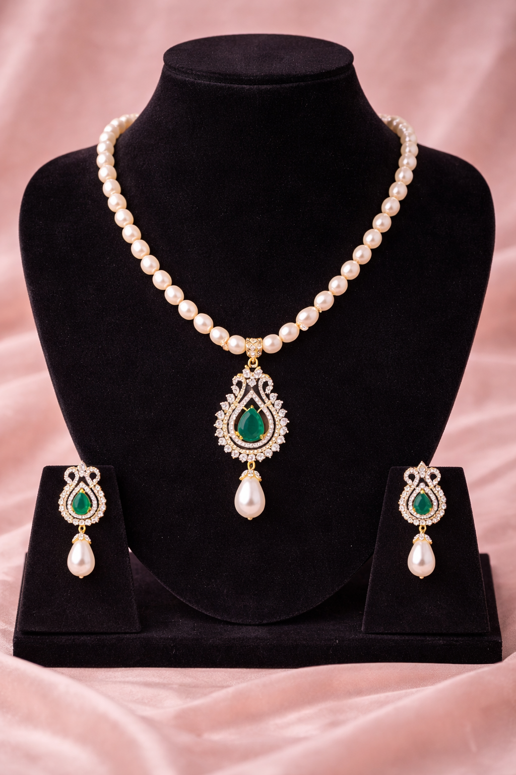 LP JEWELS: Premium Oval Freshwater Pearl Necklace & Earrings Set (5–6mm)