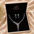 Black Freshwater Pearl Necklace Set with CZ Earrings | LP JEWELS