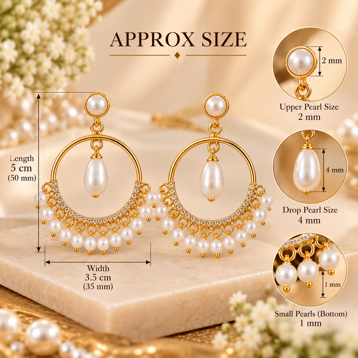 Pearl Fringe Hoop Drop Earrings – Gold-Tone CZ | LP Jewels