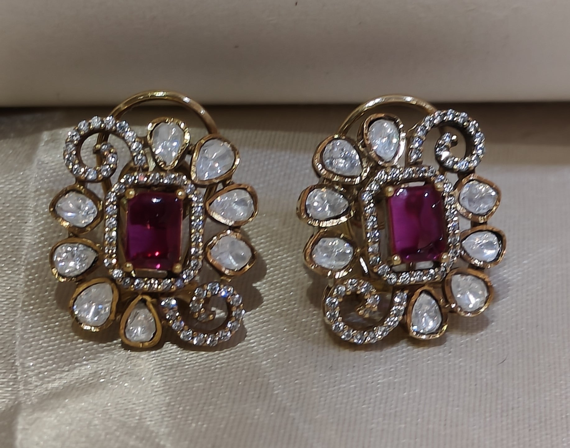Ethnic Gold Plated Polki Studs