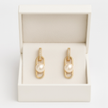 Gold-Plated Pearl Drop Earrings with Crystal Accents