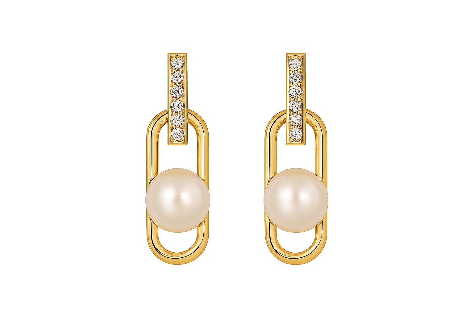 Gold-Plated Pearl Drop Earrings with Crystal Accents
