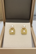 Luxe Halo Pearl and Crystal Stud Earrings