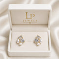 Luxury Pearl & Zircon Stud Earrings for Women | Elegant Gold Finish Earrings | LP Jewels