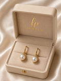 Elegant Pearl Drop Hoop Earrings for Women | Gold Earrings | LP Jewels