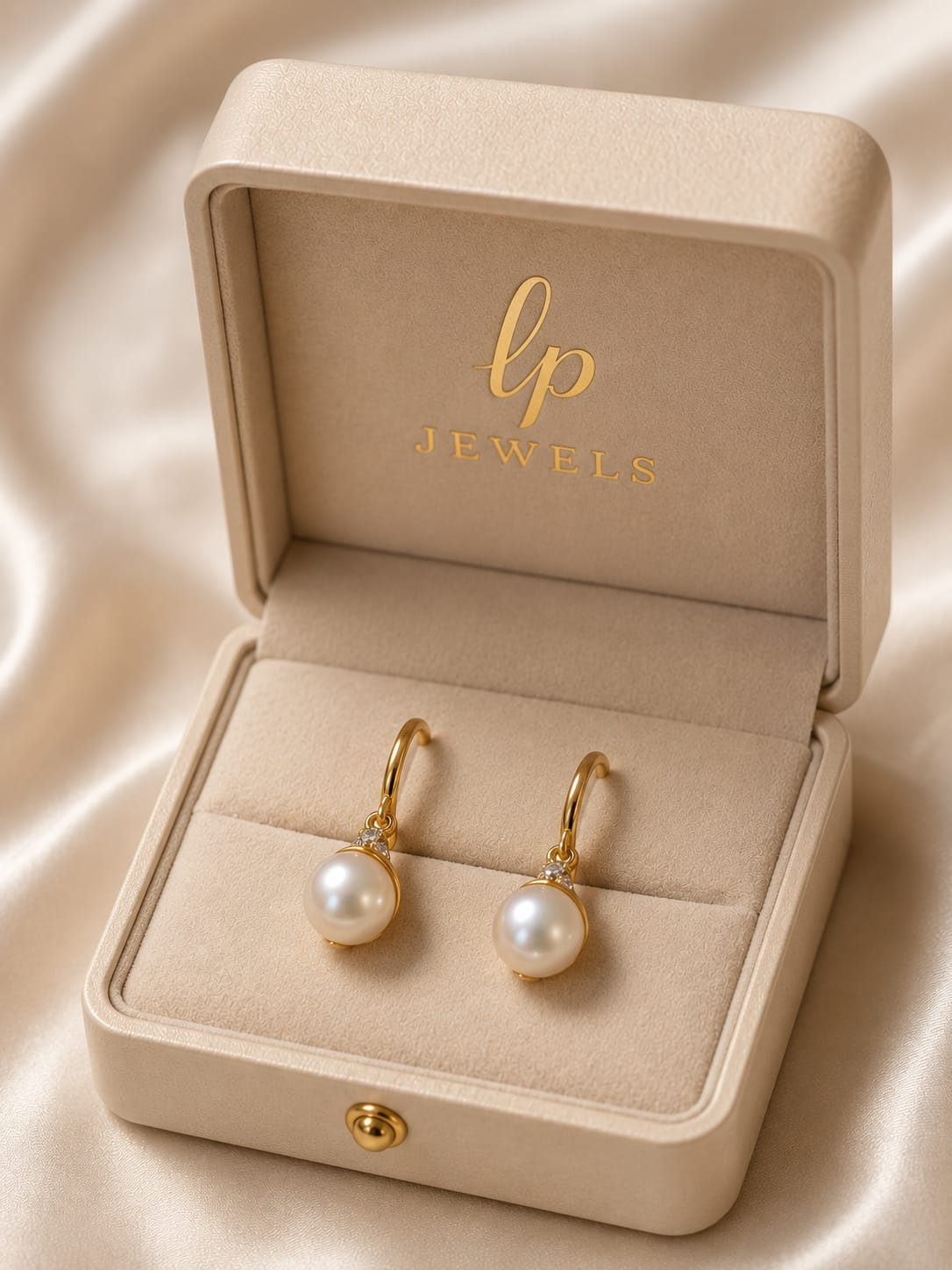 Elegant Pearl Drop Hoop Earrings for Women | Gold Earrings | LP Jewels