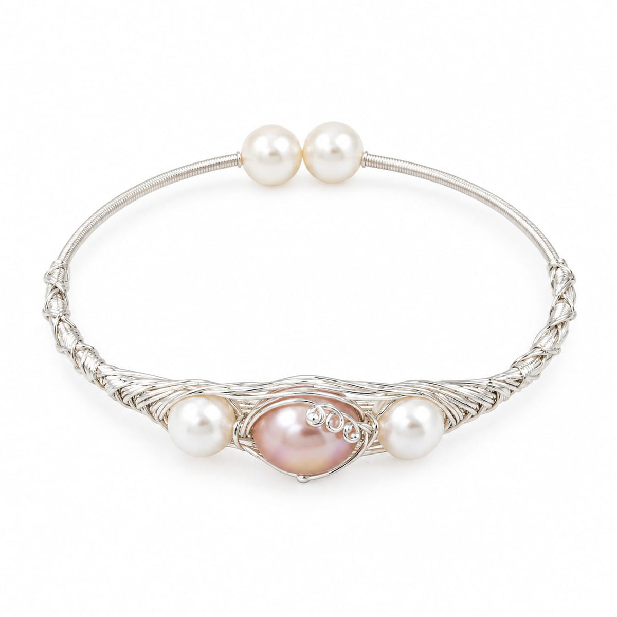 Silver Pearl Bracelet with Pink Pearl | LP JEWELS