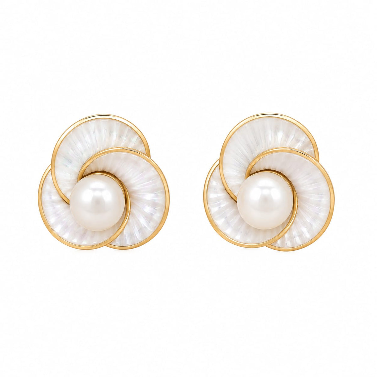 Gold Floral Pearl Stud Earrings for Women | LP JEWELS