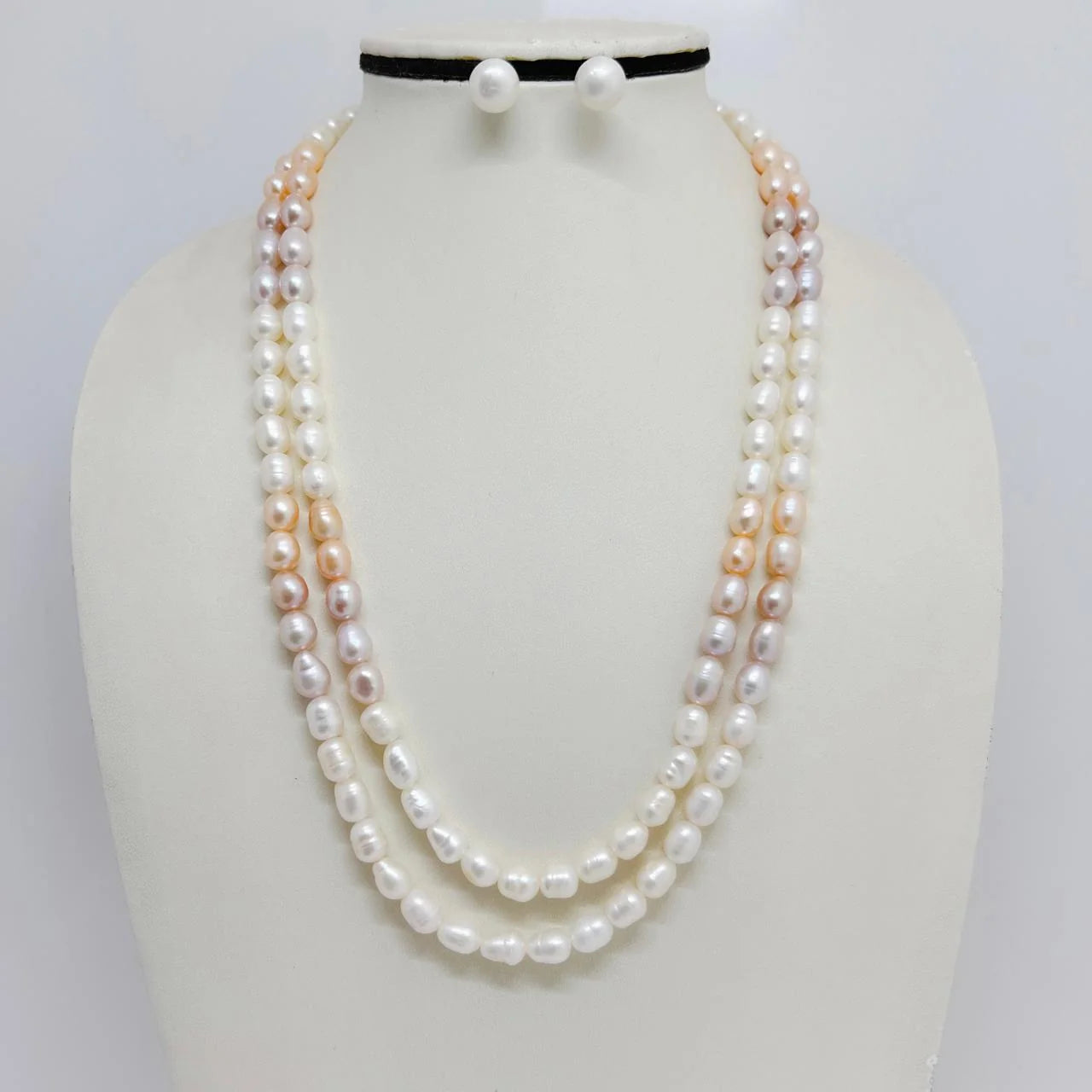 Double Layer Freshwater Pearl Necklace Set | LP JEWELS India