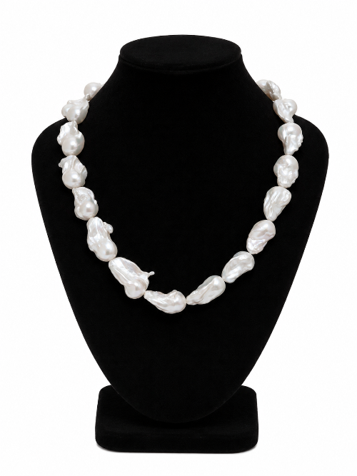 LP Jewels Natural White Baroque Freshwater Pearl Necklace | Statement Pearl Jewelry for Women