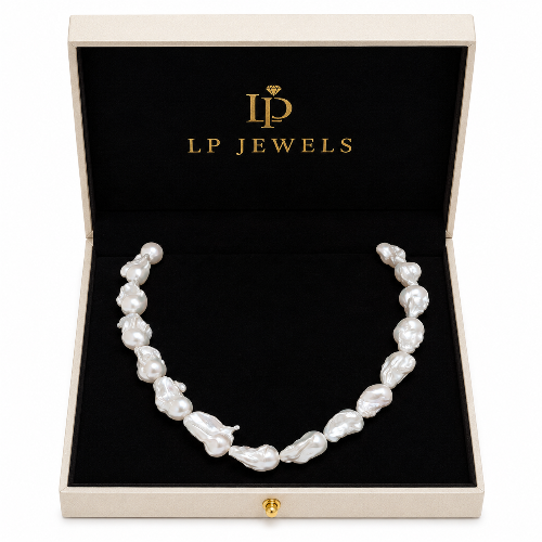 LP Jewels Natural White Baroque Freshwater Pearl Necklace | Statement Pearl Jewelry for Women