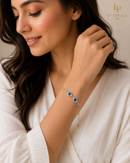 925 Sterling Silver Hamsa Hand Evil Eye Bracelet for Women – Protection Charm Bracelet - LP Jewels