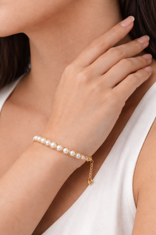 Premium Freshwater Pearl & Gold-Tone Bracelet Duo Set - LP Jewels