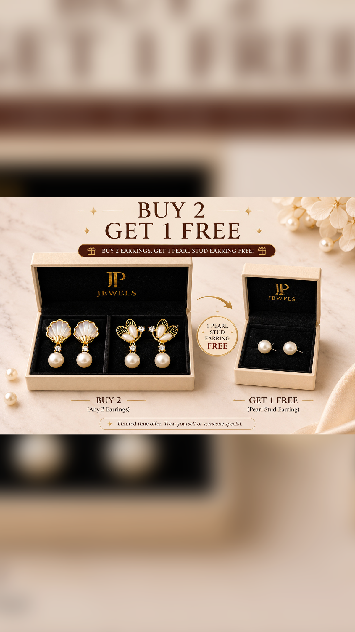 Pearl Elegance Earring Combo Set for Women – 3-Pair Pearl & Gold-Tone Earrings - LP Jewels