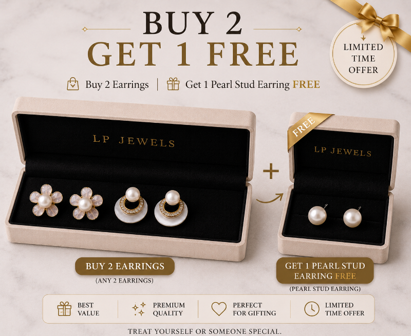 Floral Pearl Earring Combo Set with 7mm Pearl Studs | LP Jewels