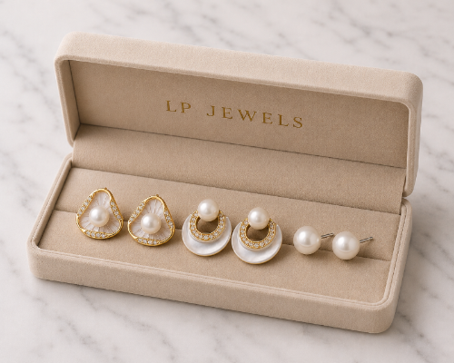 Pearl & Mother of Pearl Earring Combo Set | 3 Pairs | Gold-Plated