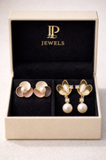 LP Jewels Floral & Butterfly Pearl Earrings Combo – Elegant Freshwater Pearl Earrings Gift Set