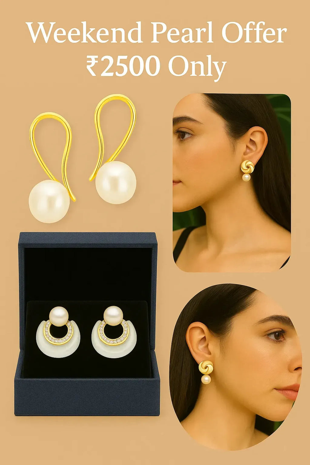 Weekend Pearl Earring Combo – Luxe Gold Finish | Limited Offer ₹2500 Only | LP Jewels