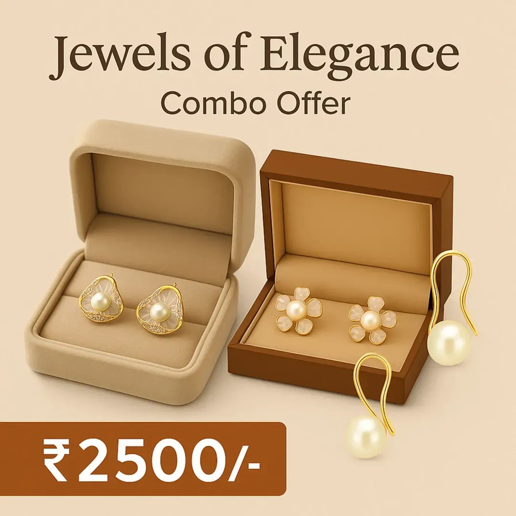 Elegant Freshwater Pearl Earring Combo Set – 3 Pairs for Every Occasion | LP Jewels